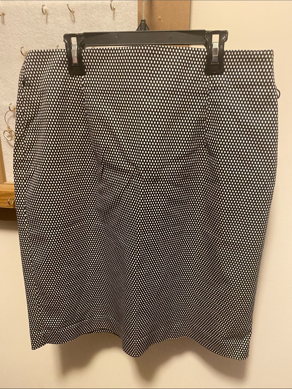 Classic Black and White Polka Dot Pencil Skirt